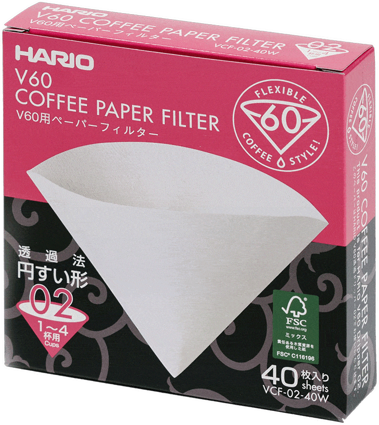 Hario Filters V60-02, White (40 pack)