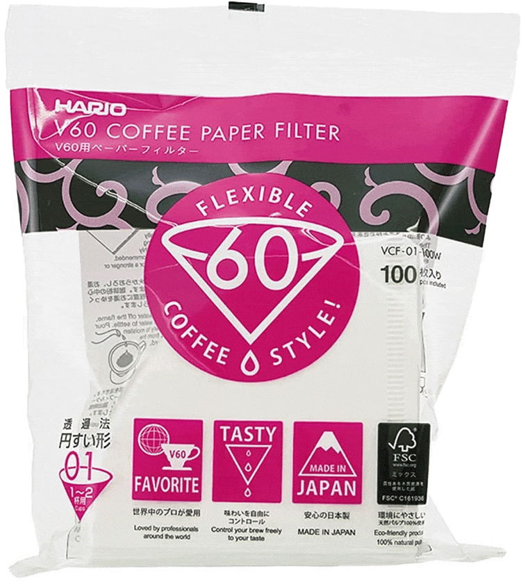 Hario Filters V60-01, White (100 pack)