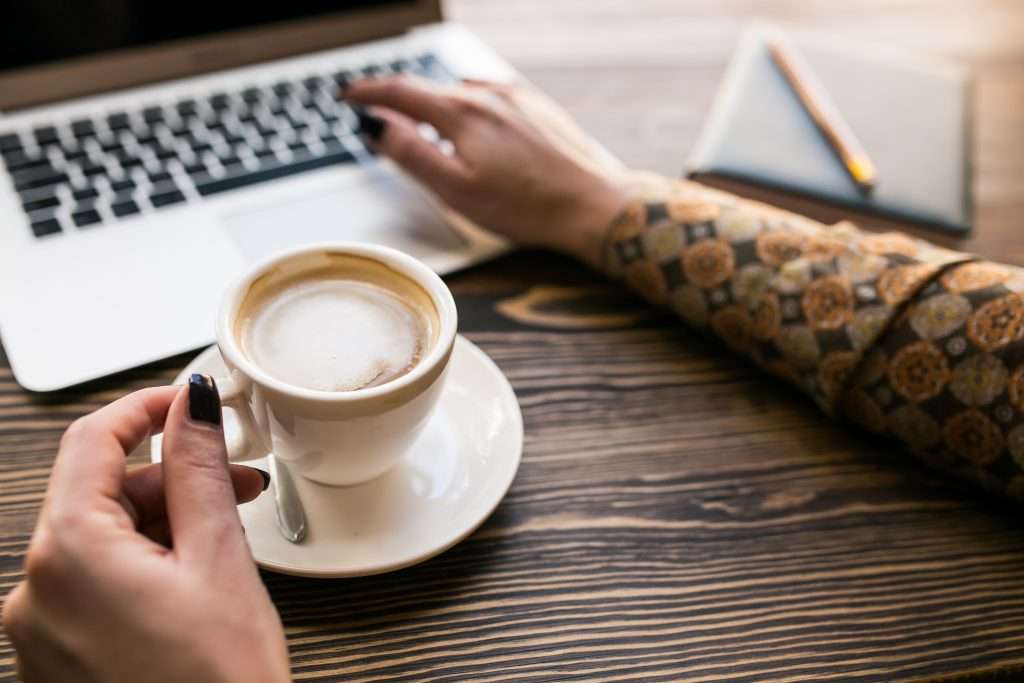 cappuccino at desk