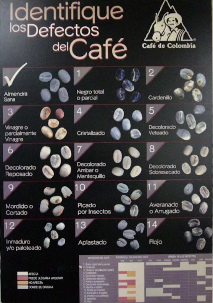 Green coffee defect chart